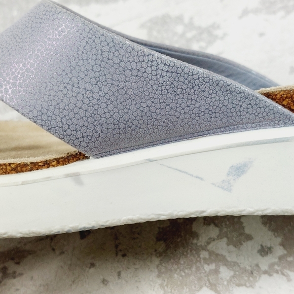 New ECCO Womens Corksphere Leather Grey Tong Sandals D241 - Picture 12 of 13